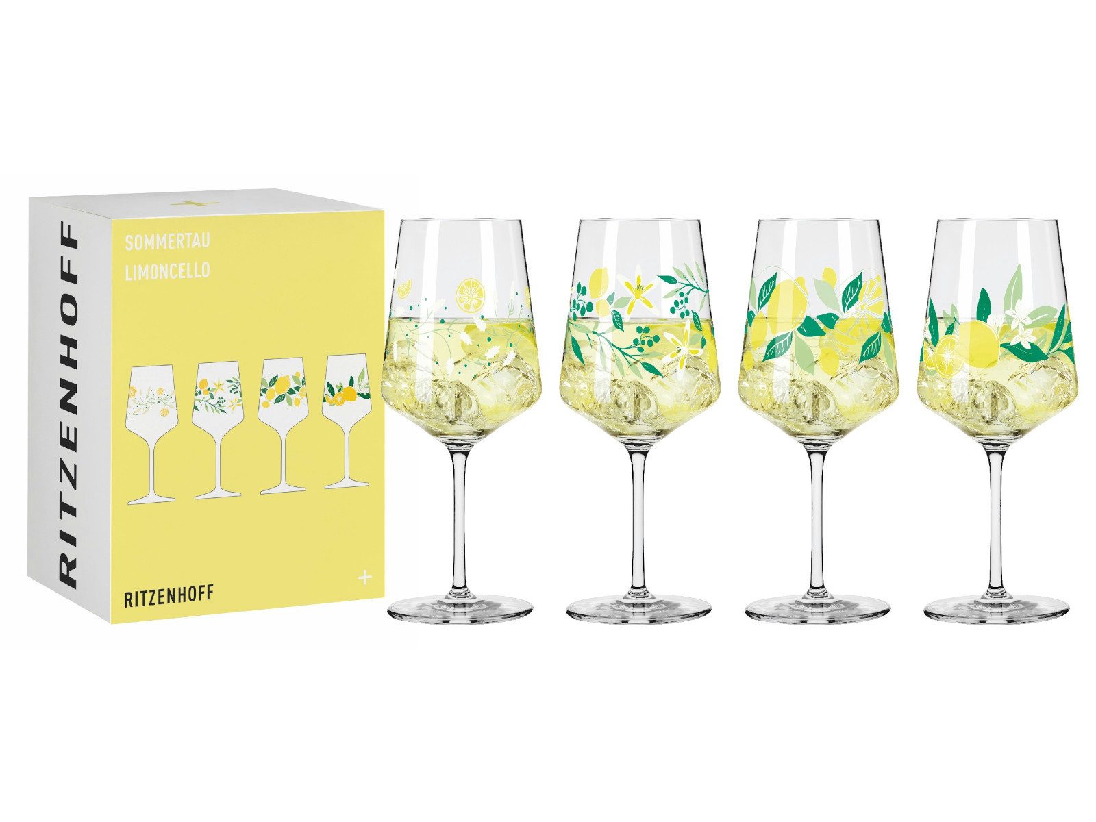 Ritzenhoff Gläser-Set Sommertau Limoncello 4er Set F24, Kristallglas, 20,3 x 19,4 x 26,6 cm – Bild 2 von 5