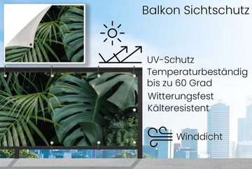 MuchoWow Balkonsichtschutz Pflanzen - Dschungel - Blätter - Tropisch (1-St) Balkonbanner, Sichtschutz für den Balkon, Robustes und wetterfest
