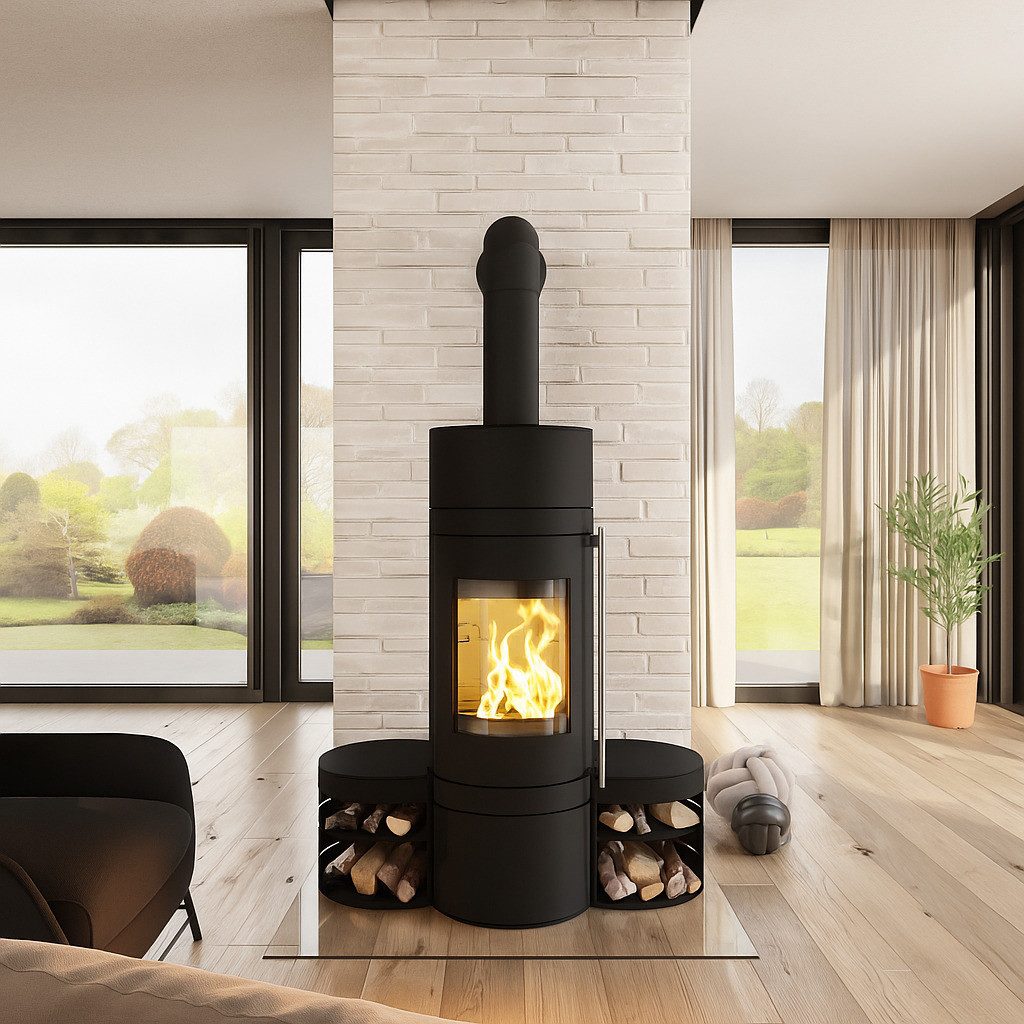 Haas + Sohn Kaminofen MENTON HSC* RLU, tief-schwarz, Zeitbrand