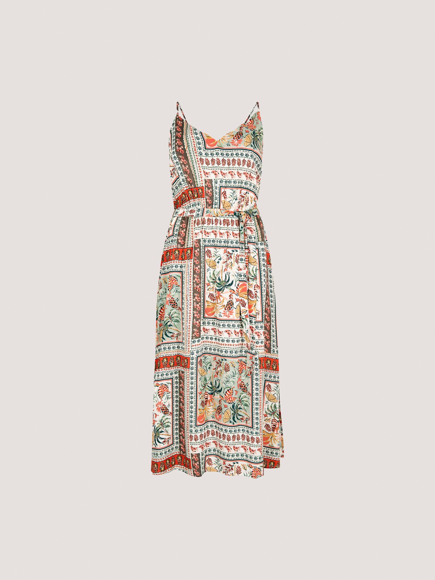 Apricot Midikleid Tropisches Cami-Kleid mit Schaldruck
