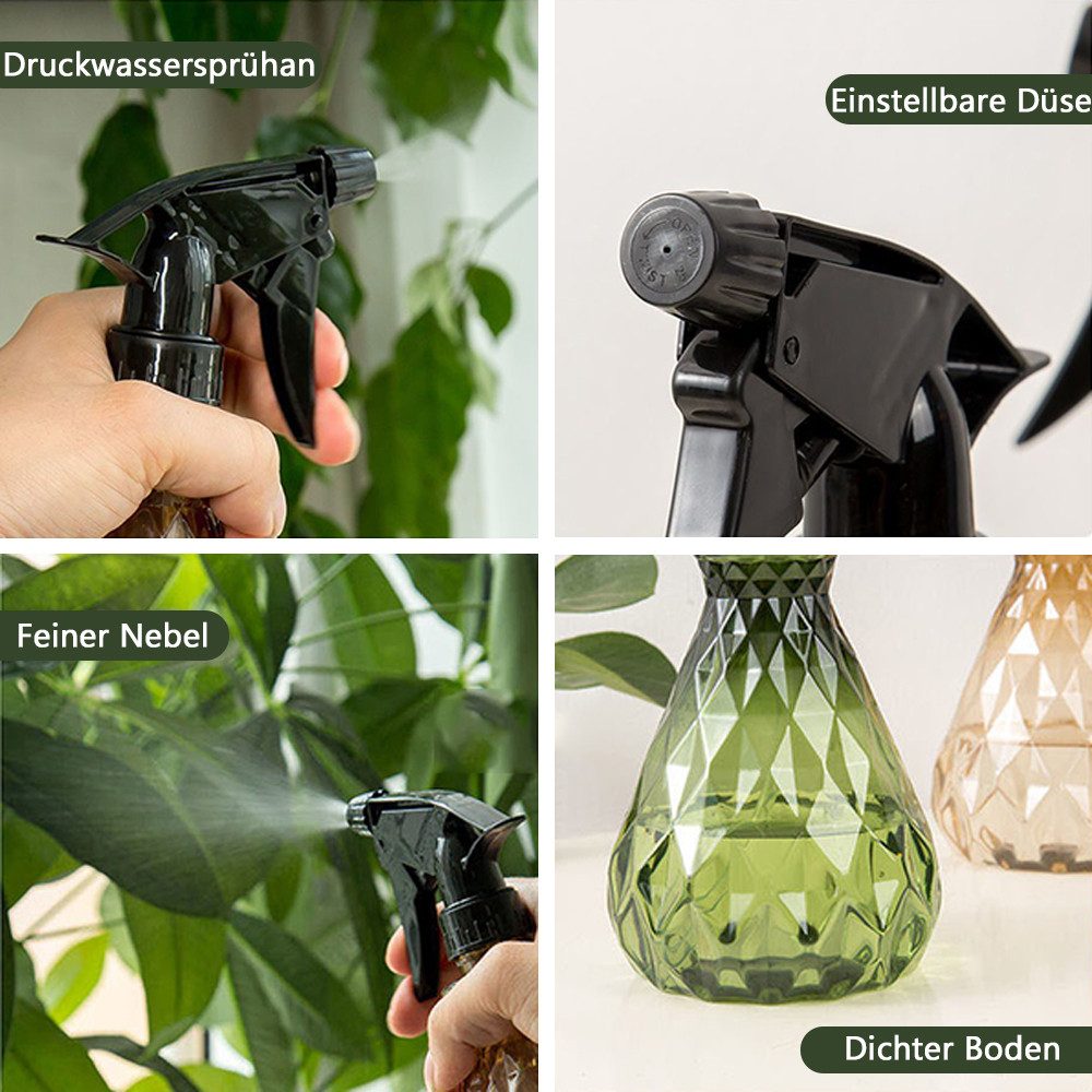 TUWENA Sprühflasche 2 Stk Sprühflaschen 500ml, Zerstäuber Leere Sprühflasche mit Sprühkopf, (2-tlg), Wasserspritze Blumensprüher für Pflanzen, Blumen, Garten, Friseur