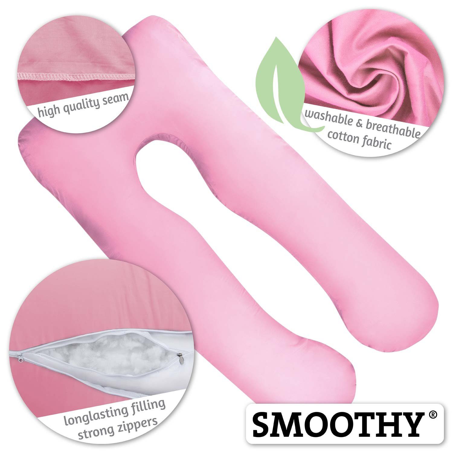 Smoothy Stillkissen SMOOTHY Vollkörper Schwangerschaftskissen – U-förmiges Stillkissen, Baby-Kissen & Stillkissen in U-Form
