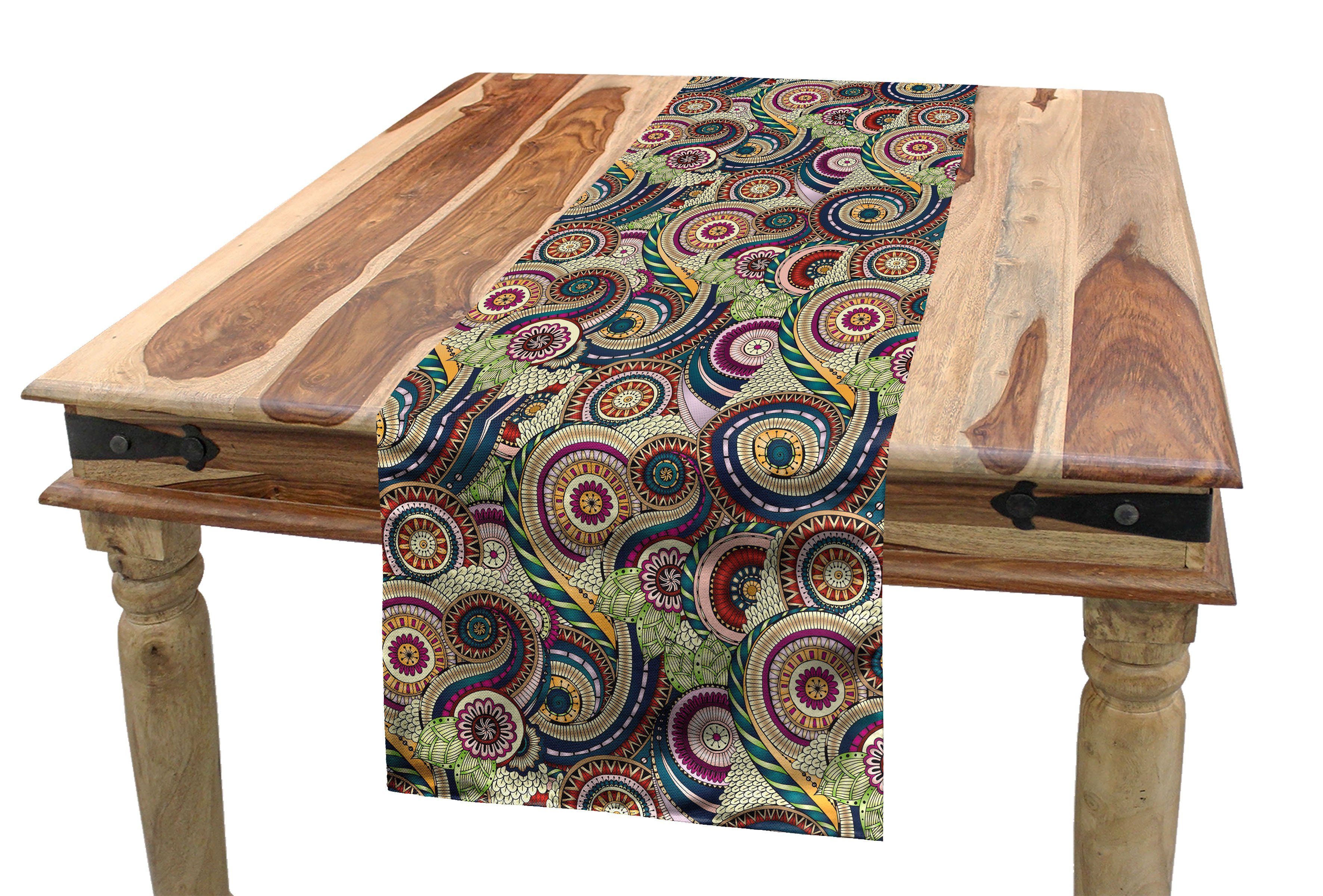 Abakuhaus Tischläufer Esszimmer Küche Rechteckiger Dekorativer Tischläufer, Abstrakt Eastern Doodle Paisley