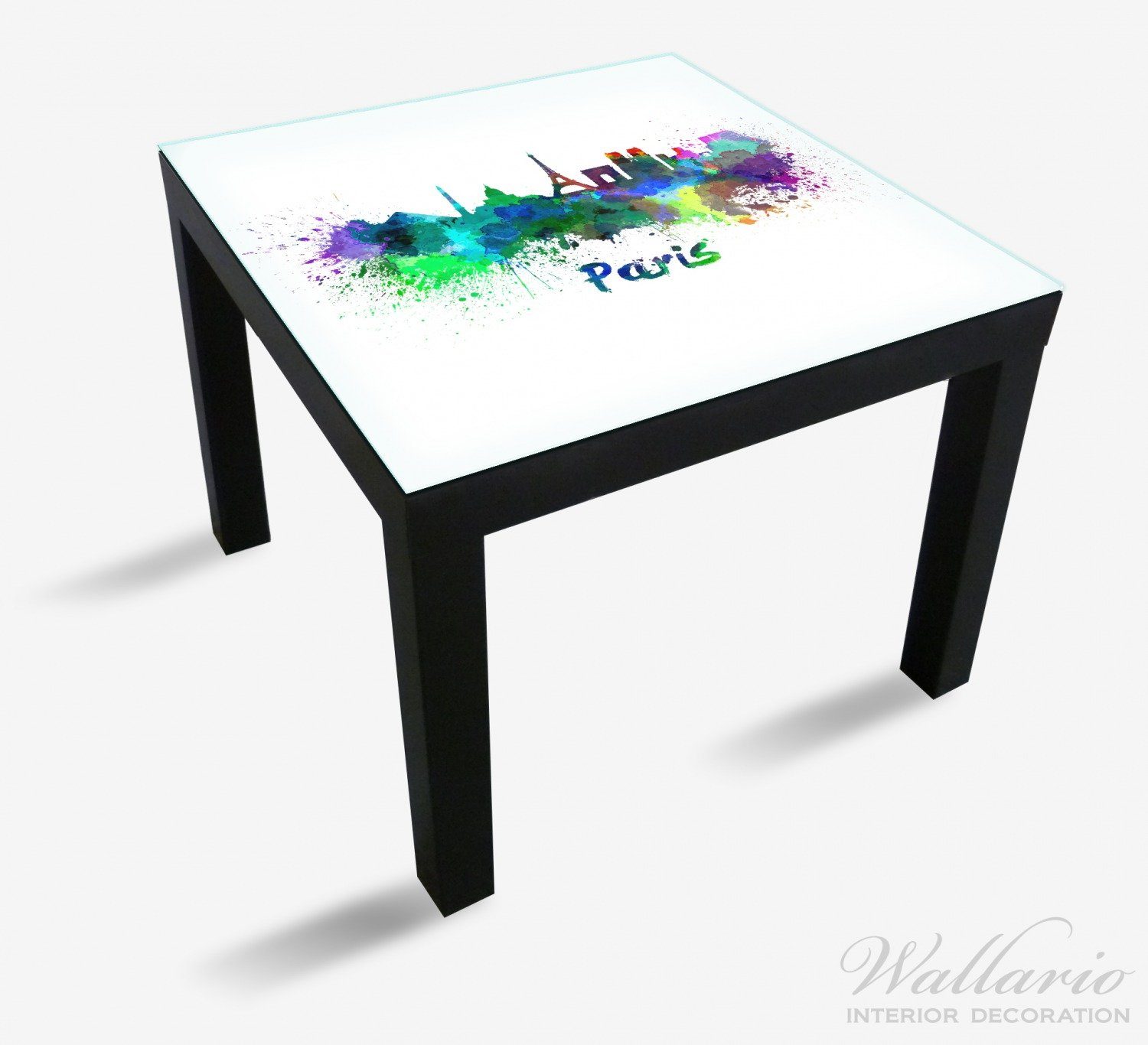 St), - Skyline Tisch Ikea Wallario Aquarell von Städte Tischplatte (1 als Lack Paris für geeignet