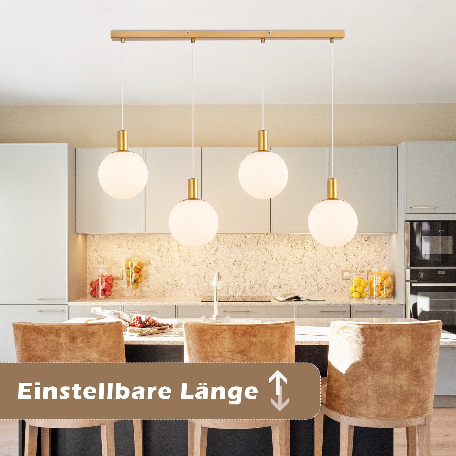 ZMH Pendelleuchte Esszimmer 3/4 Flammig E27 Gold-Weiß Kronleuchter Schlafzi günstig online kaufen