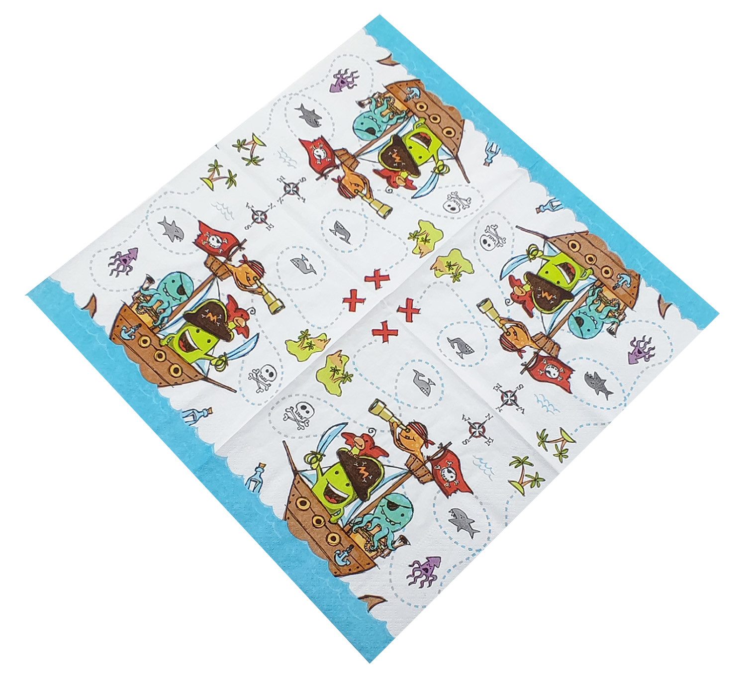 PAPSTAR Papierserviette 20 Servietten Piratenmotiv Bunt 330x330mm, (Set, 20 St., Sevietten), Servietten Geburtstagsservietten Partyservietten Piraten