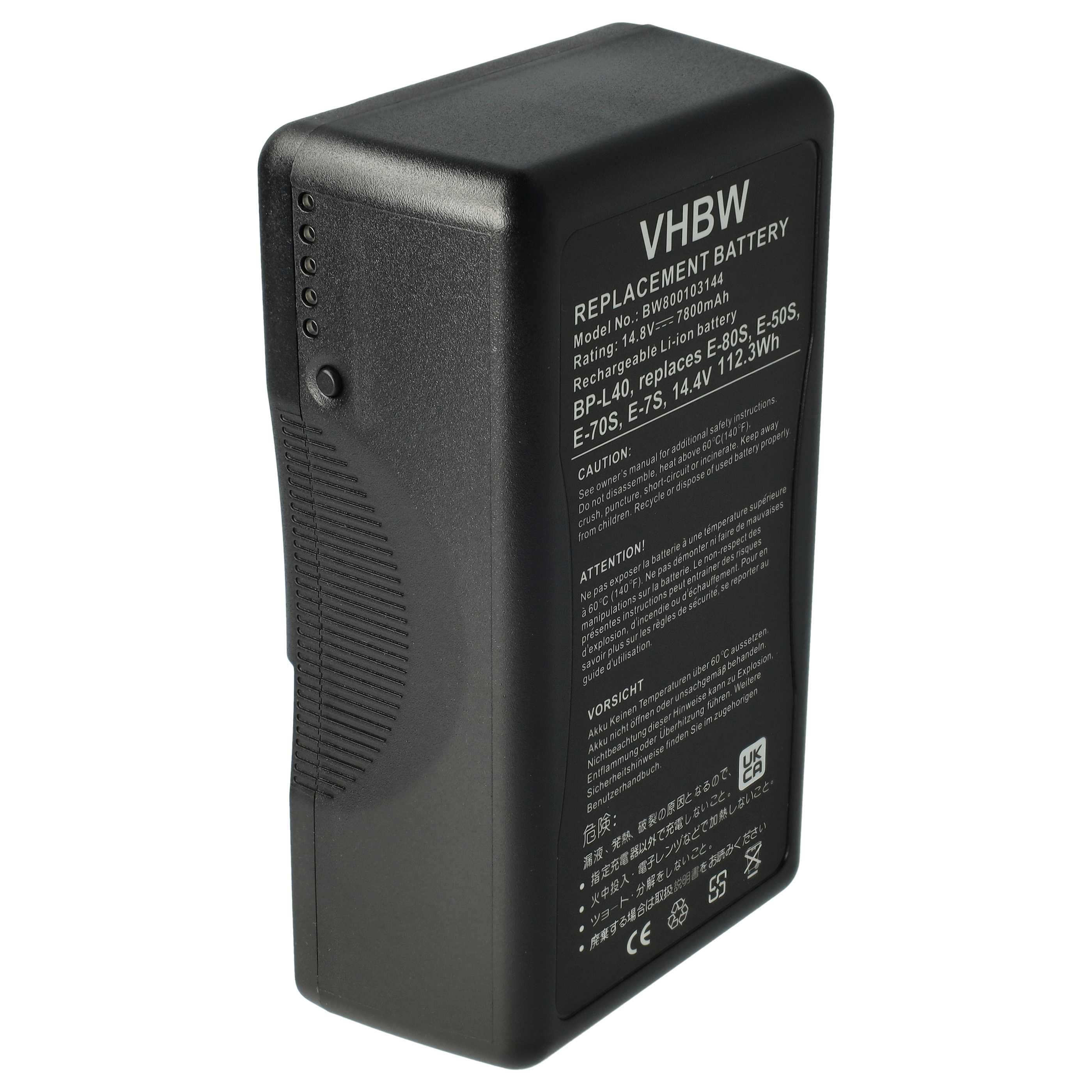 vhbw Akku Ersatz für Sony E-70S, BP-L90, E-50S, E-80S, E-7S, BP-L90A für Kamera-Akku Akku Li-Ion 7800 mAh (14,4 V), Leistungsfähiger Austausch-Akku für Ihre Videokamera, Wiederaufladbar