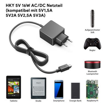 HKY 5,25V Micro USB Netzteil für Bose, JBL, Philips, Smartphones, HP Notebook-Netzteil (Raspberry Pi 3, Pi 2 A und B/Banana Pi/Pi B Plus,Android Tablet)