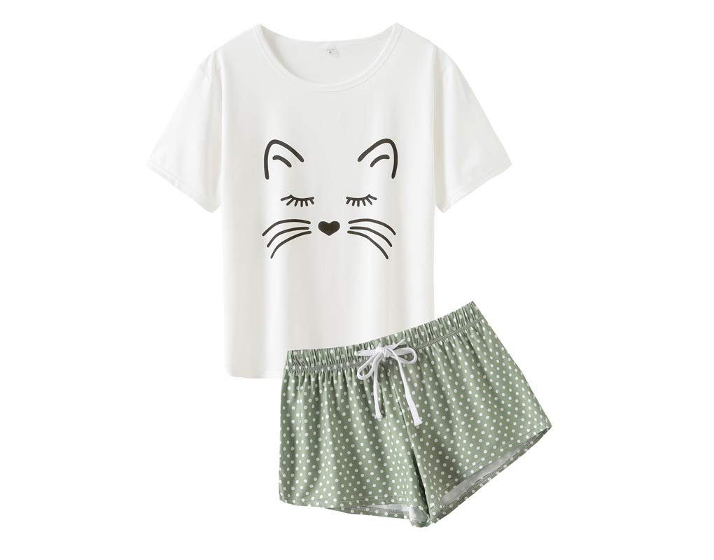 Leway Pyjama »Damen Pyjamas Schlafanzug Bequem Stilvoll Katze Cartoon  gedruckt«