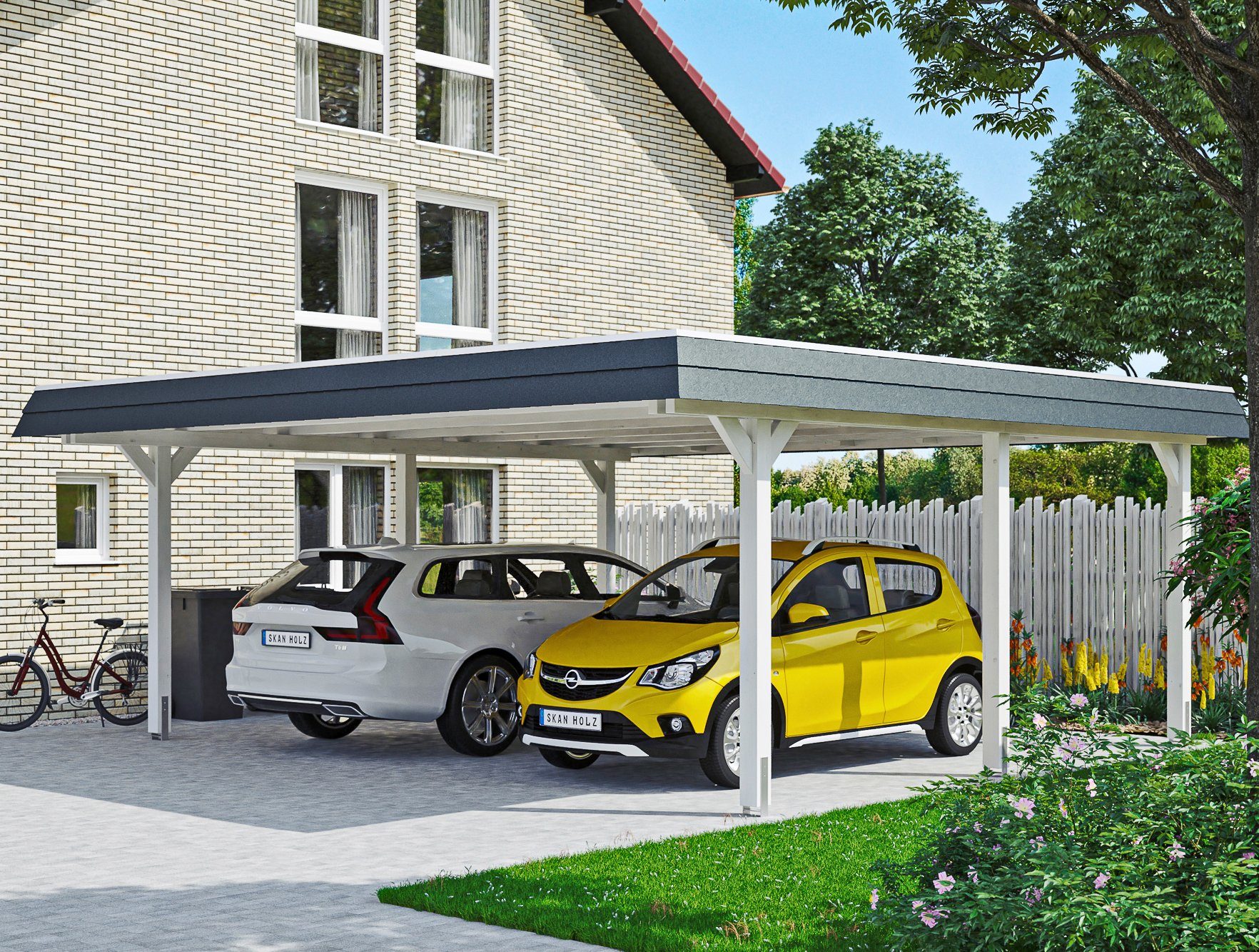 Skanholz Doppelcarport Wendland, BxT: 630x637 cm, 216 cm Einfahrtshöhe