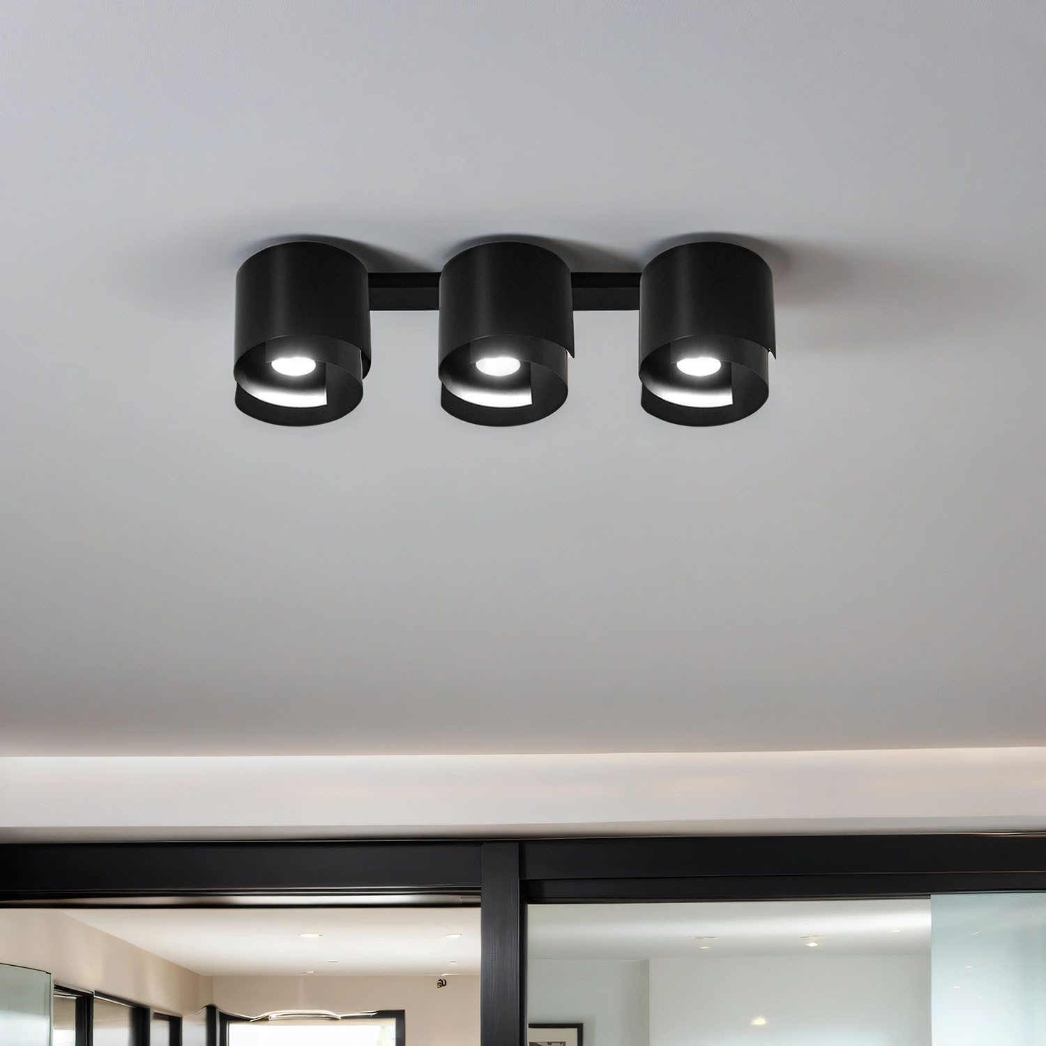 Licht-Erlebnisse Deckenleuchte DEB, ohne Leuchtmittel, Schwarze Deckenlampe Metall L:62cm GU10 dezent Wohnzimmer