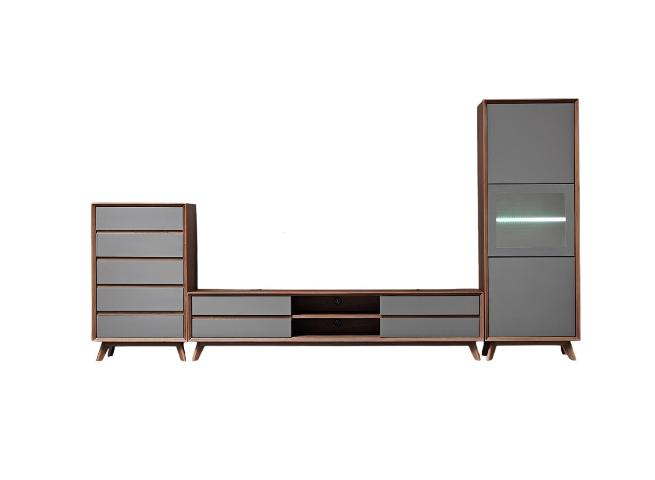 Xlmoebel Wohnwand Moderne Wohnwand in edlem Design mit viel Stauraum, (1-St., Wohnwand), Hergestellt in Europa