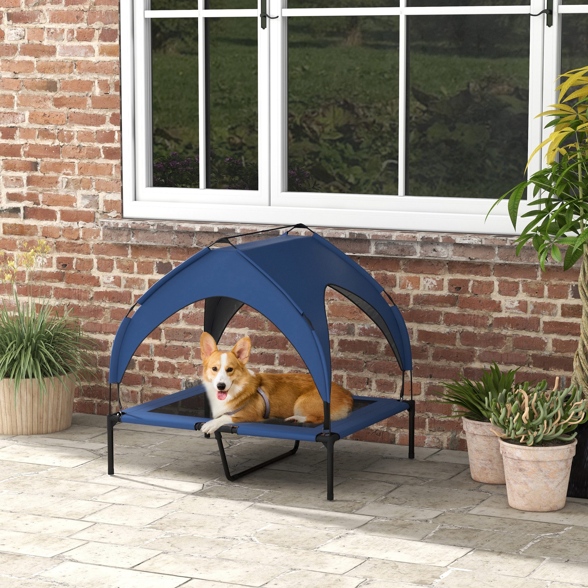 PawHut Tierbett mit Baldachin, Outdoor Hundeliege günstig online kaufen