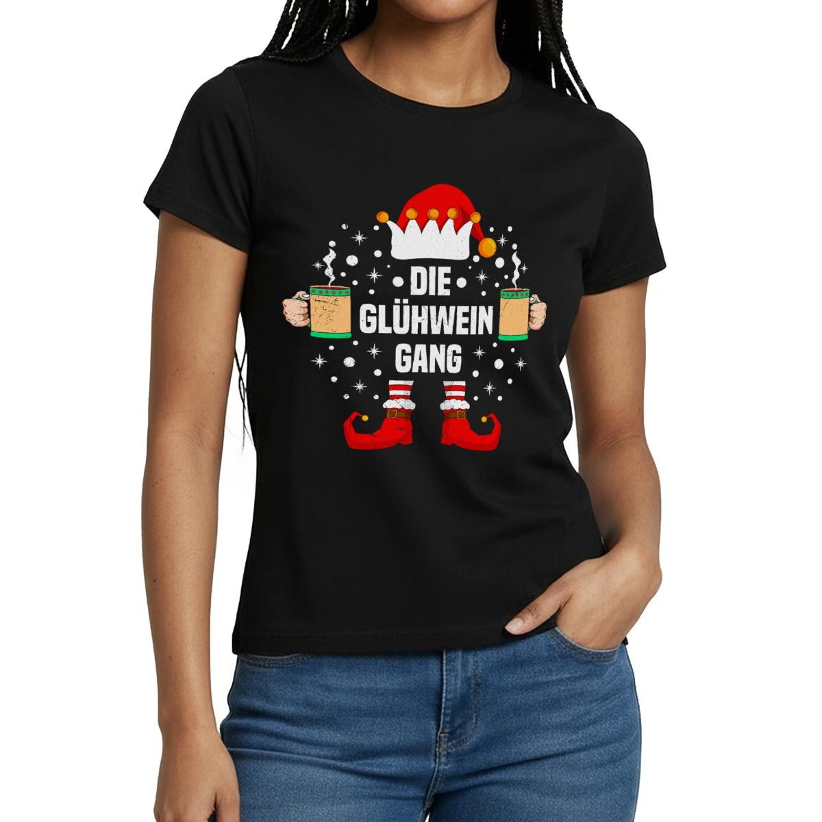 Spreadshirt T-Shirt Glühweingang Elf Kostüm Glühwein Weihnachten Frauen T-Shirt (1-tlg) Slim Fit, fällt klein aus
