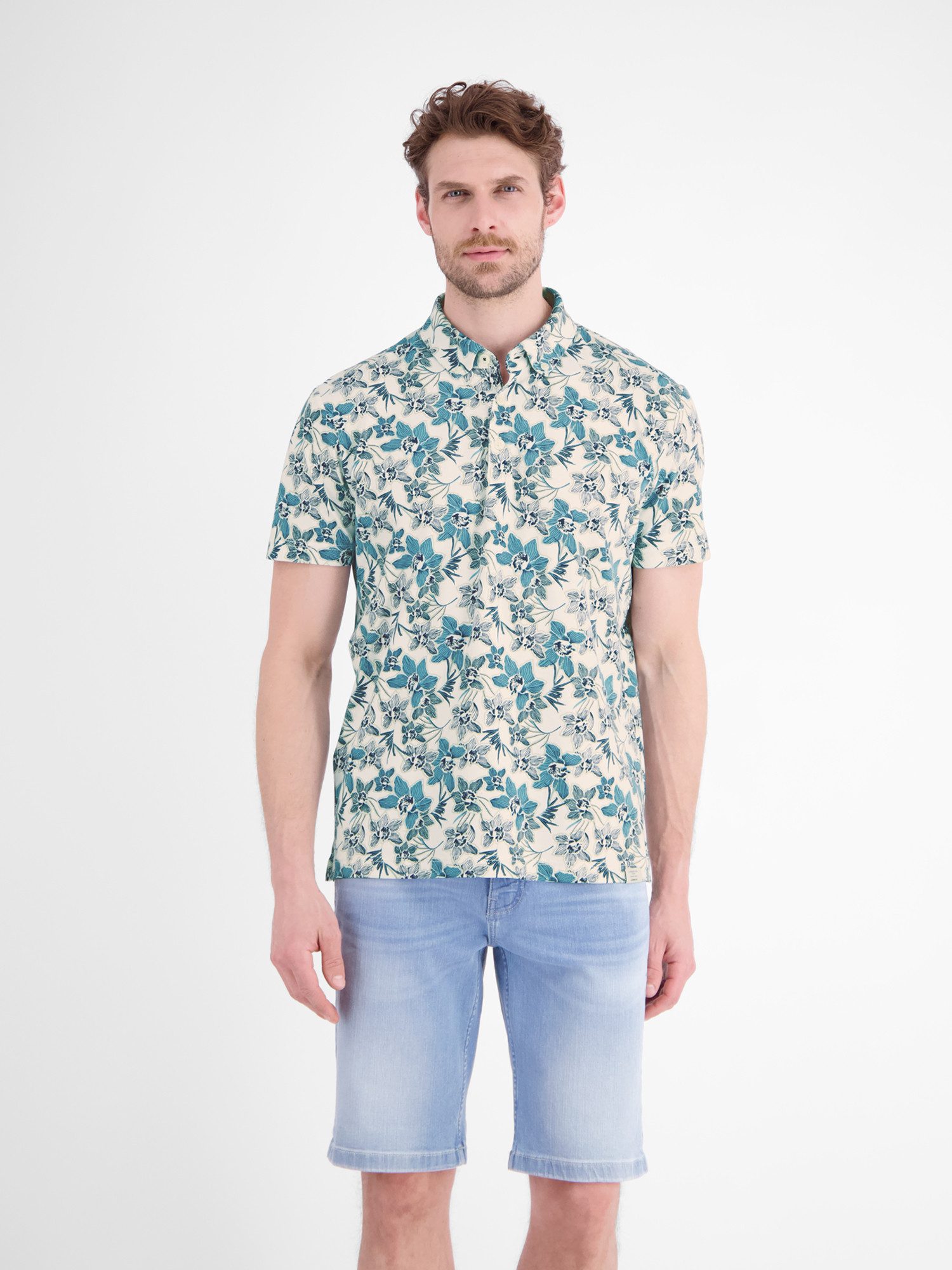 LERROS Poloshirt Sommerliches Poloshirt mit angesagtem, floralem Printmuster
