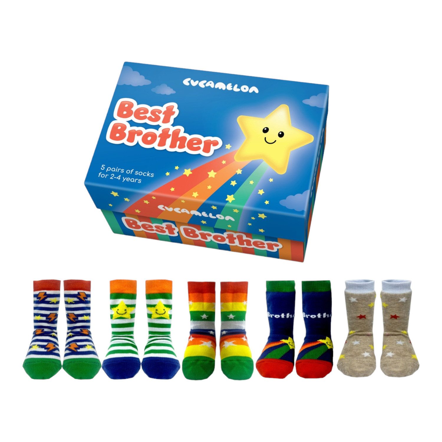 Cucamelon Freizeitsocken Bester Bruder Cucamelon Socken Kindersocken für 2 4 Jährige mit (5