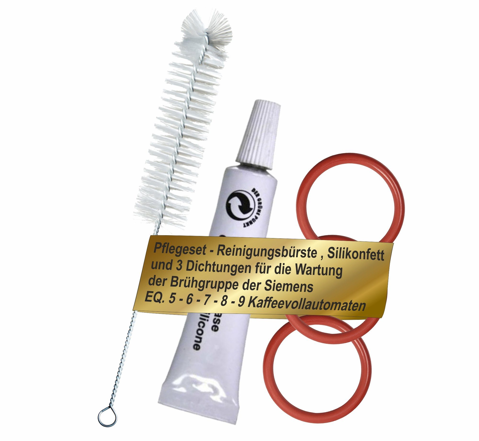 Jotaca Dichtungsring Pflegeset EQ Serie (passend für Siemens EQ 3 EQ 5 EQ 6 EQ 7 EQ 8 EQ 9 Kaffeevollautomat, 1-St., für Brühgruppe - Brüheinheit), mit 3 x O-Ring (Dichtung), 1x Silikon Fett, 1x Reinigungsbürste
