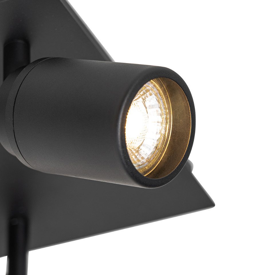 Qazqa LED Aufbaustrahler Ducha, Dimmbar, LED wechselbar, Extra-Warmweiß, QAZQA Aufbau­spot, gu10, Schwarz, Stahl, Modern