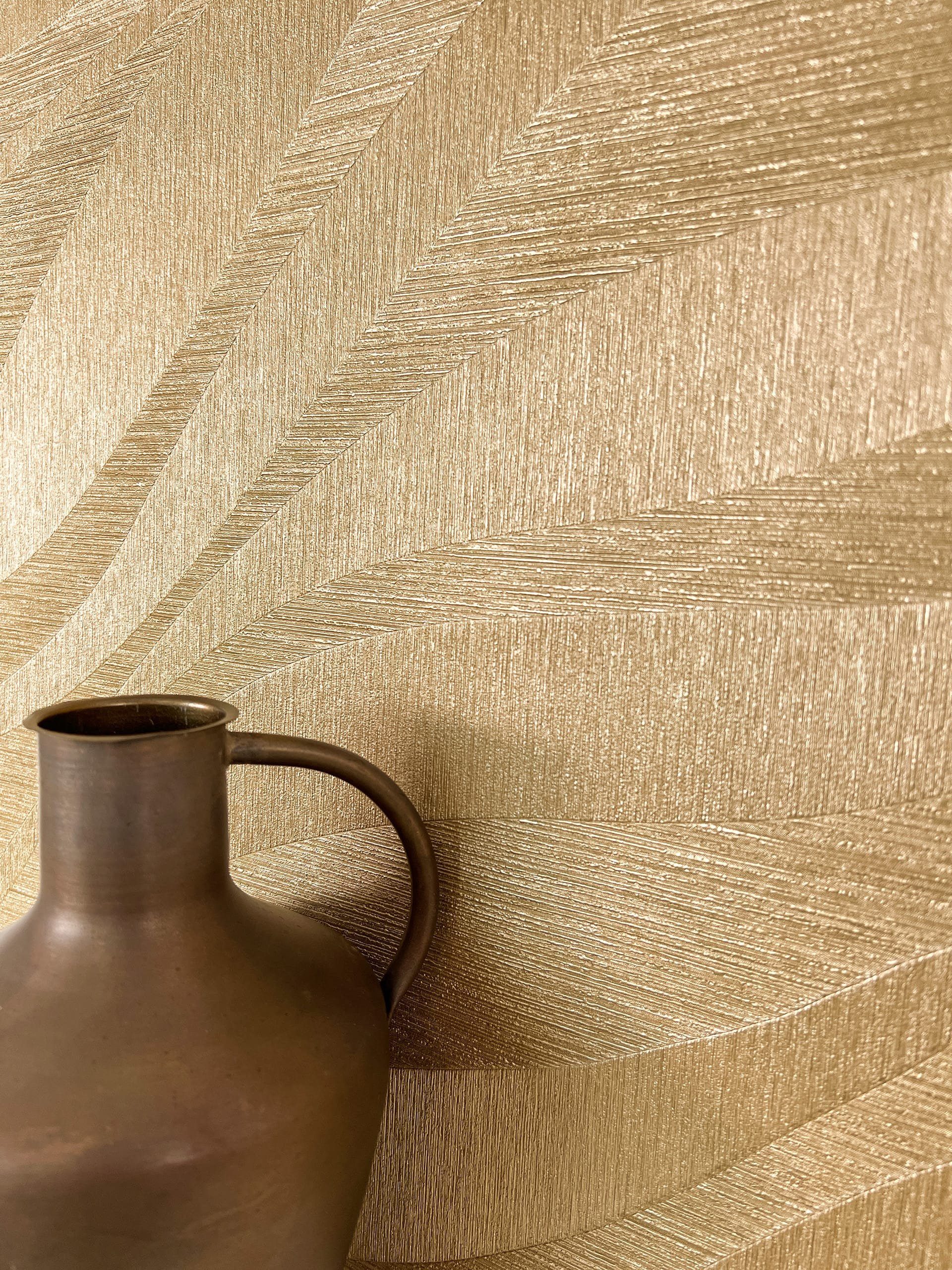 Newroom Vliestapete, Gold Tapete Glamour Wellen günstig online kaufen