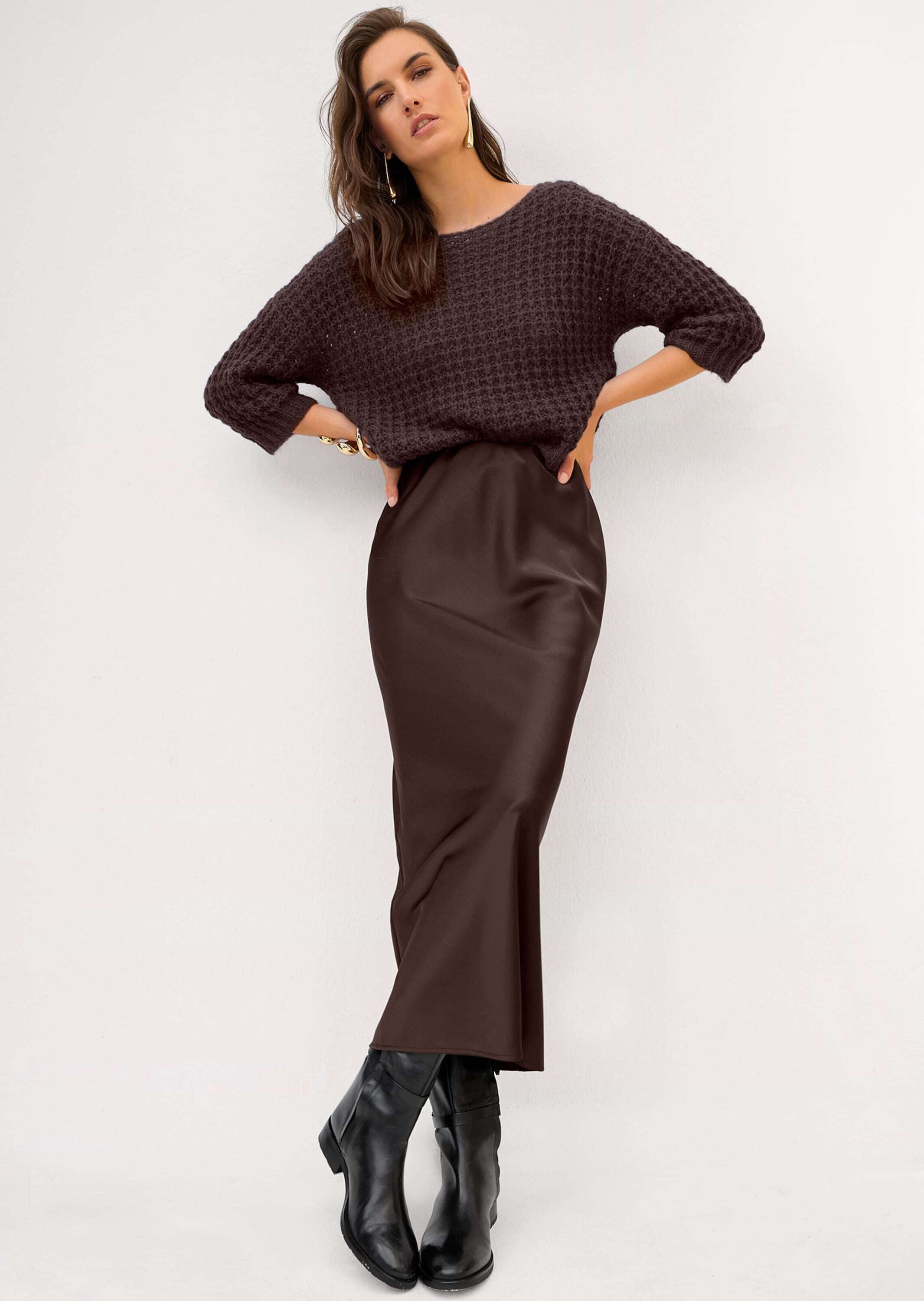 Strickpullover Boxy-Strickpullover mit Ajour-Design