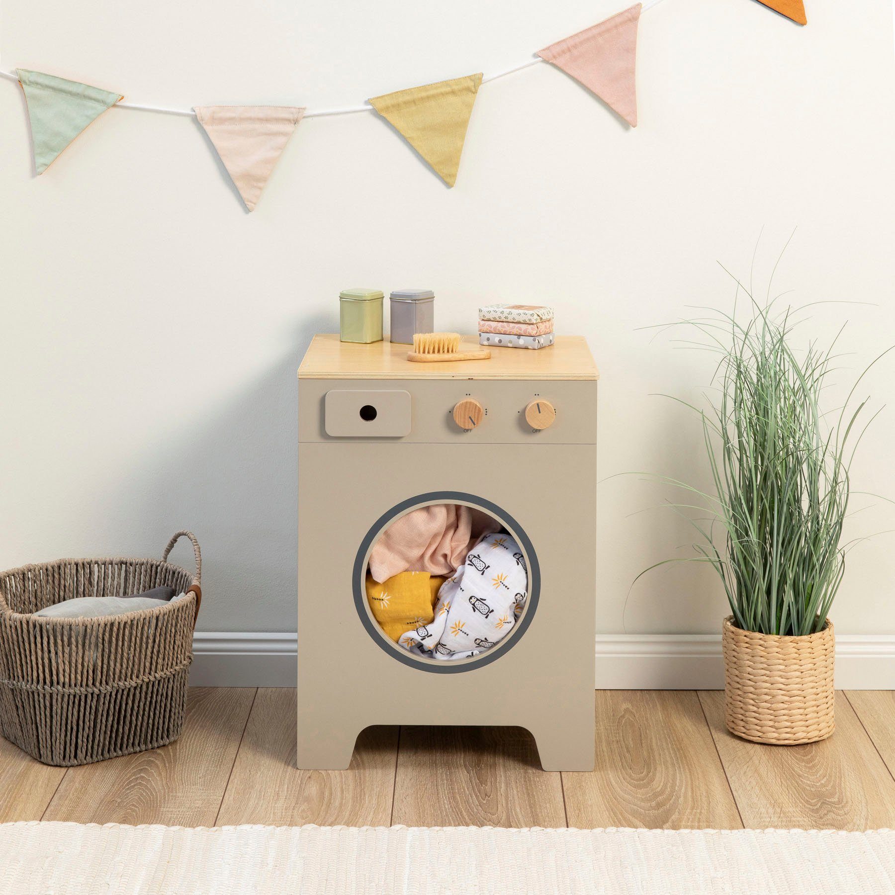 MUSTERKIND® Kinder-Waschmaschine Mix & Match, warmgrau/natur