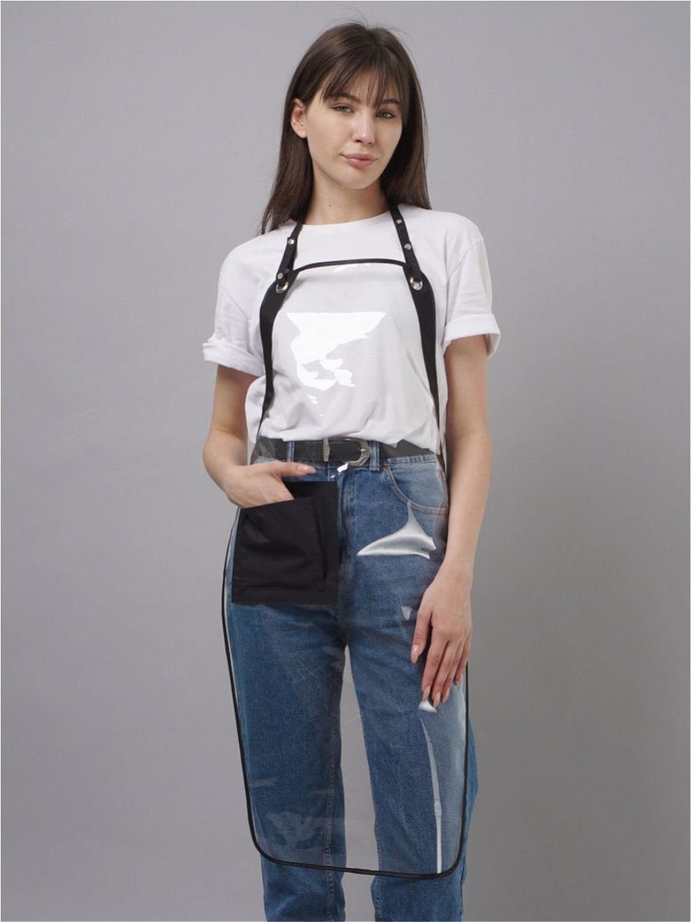 Kittelschürze Transparente Latzschürze mit Tasche, Friseurschürze