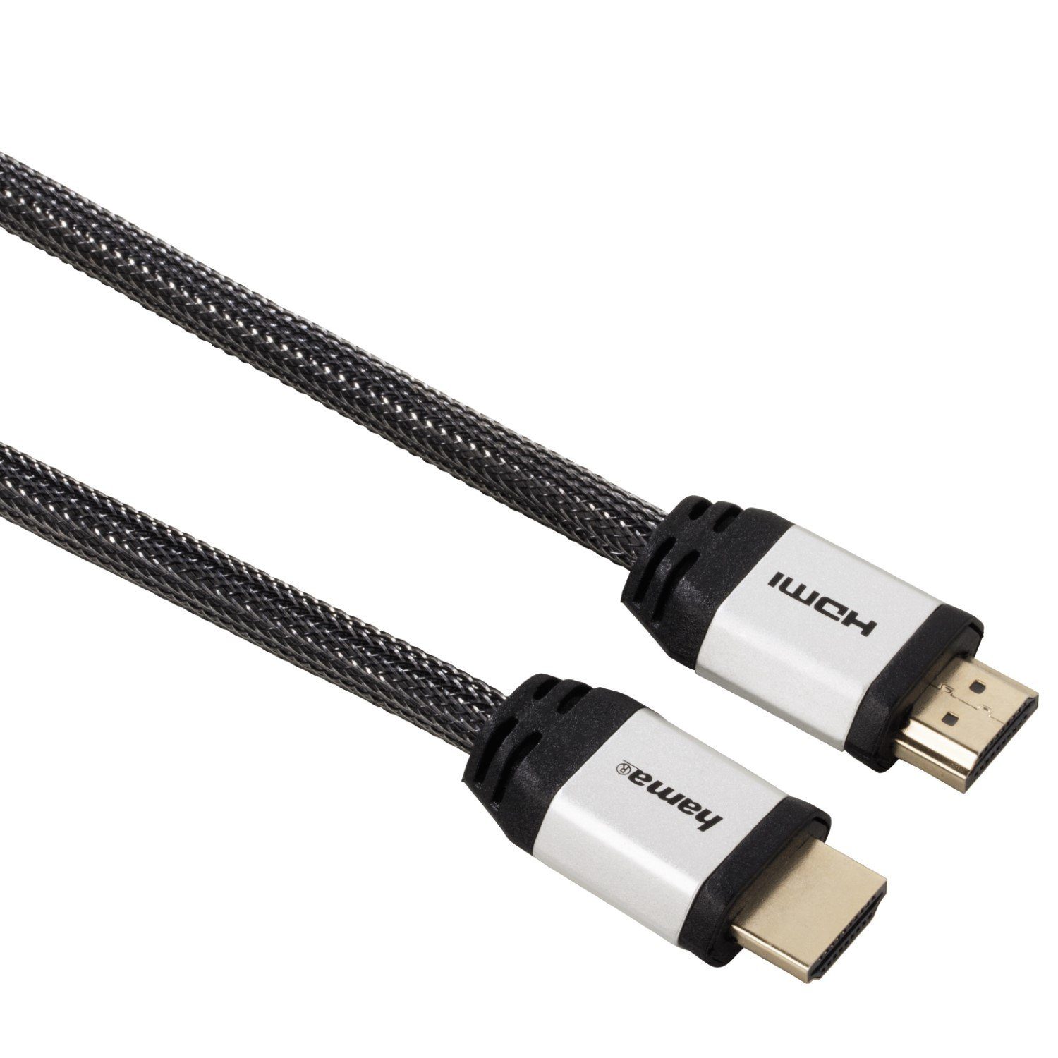 Hama HQ High-Speed HDMI-Kabel 4m 2.0b Gewebe Gold Video-Kabel, HDMI, (400 cm), 4K UHD HD TV HDR ARC 3D