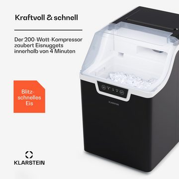 Klarstein Eiswürfelmaschine Wallberg nugget ice maker 12 kg black, Elektrischer Eiswürfelbereiter Eismachinen Wassertank