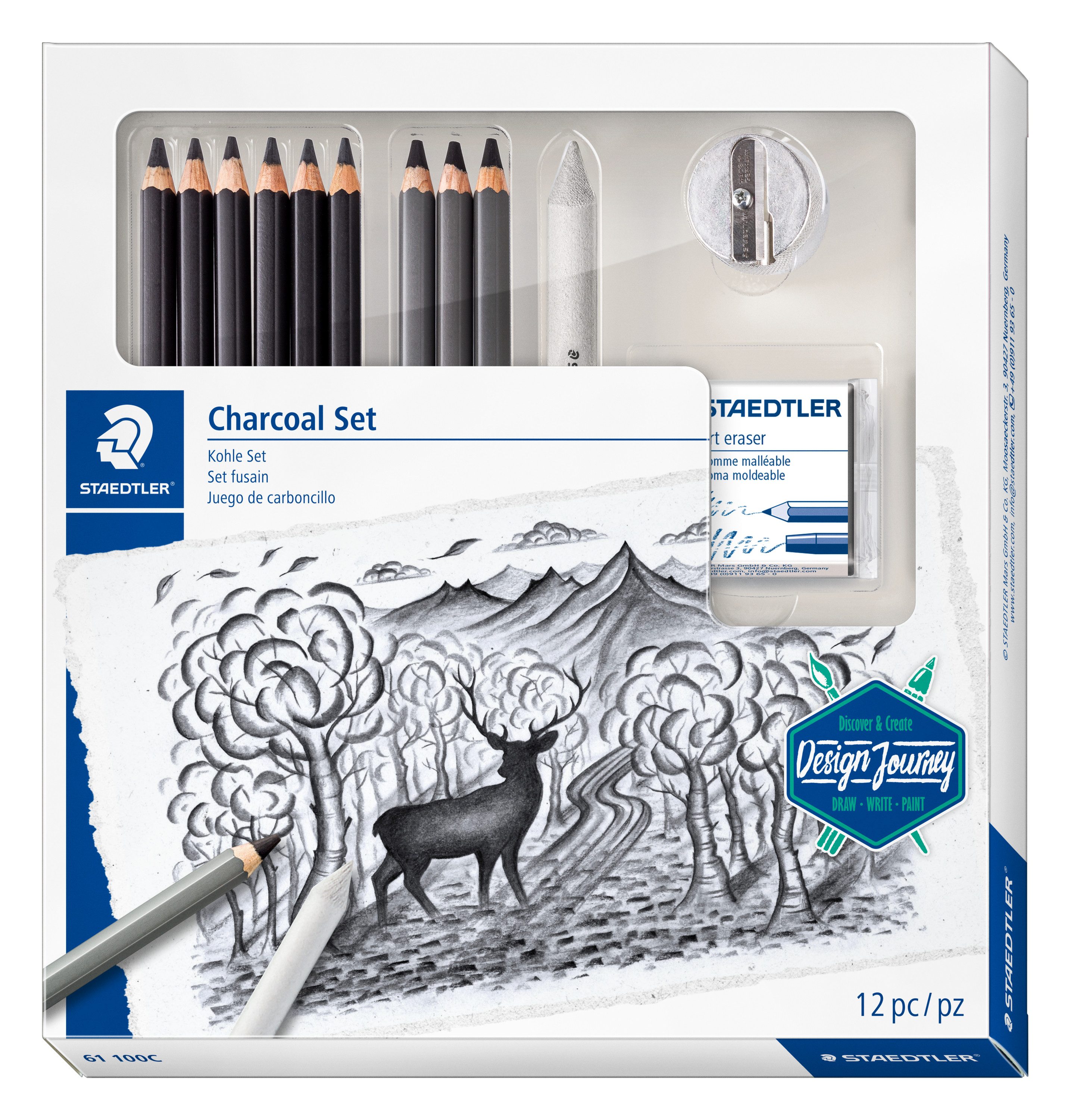 STAEDTLER Bleistift Kohlestifte-Set, 12 Stück