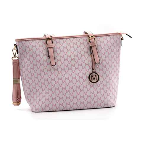 Sonderpostendiscount Handtasche Damenhandtasche Shopper verschiedene Farben Braun-Pink-Grau 90196