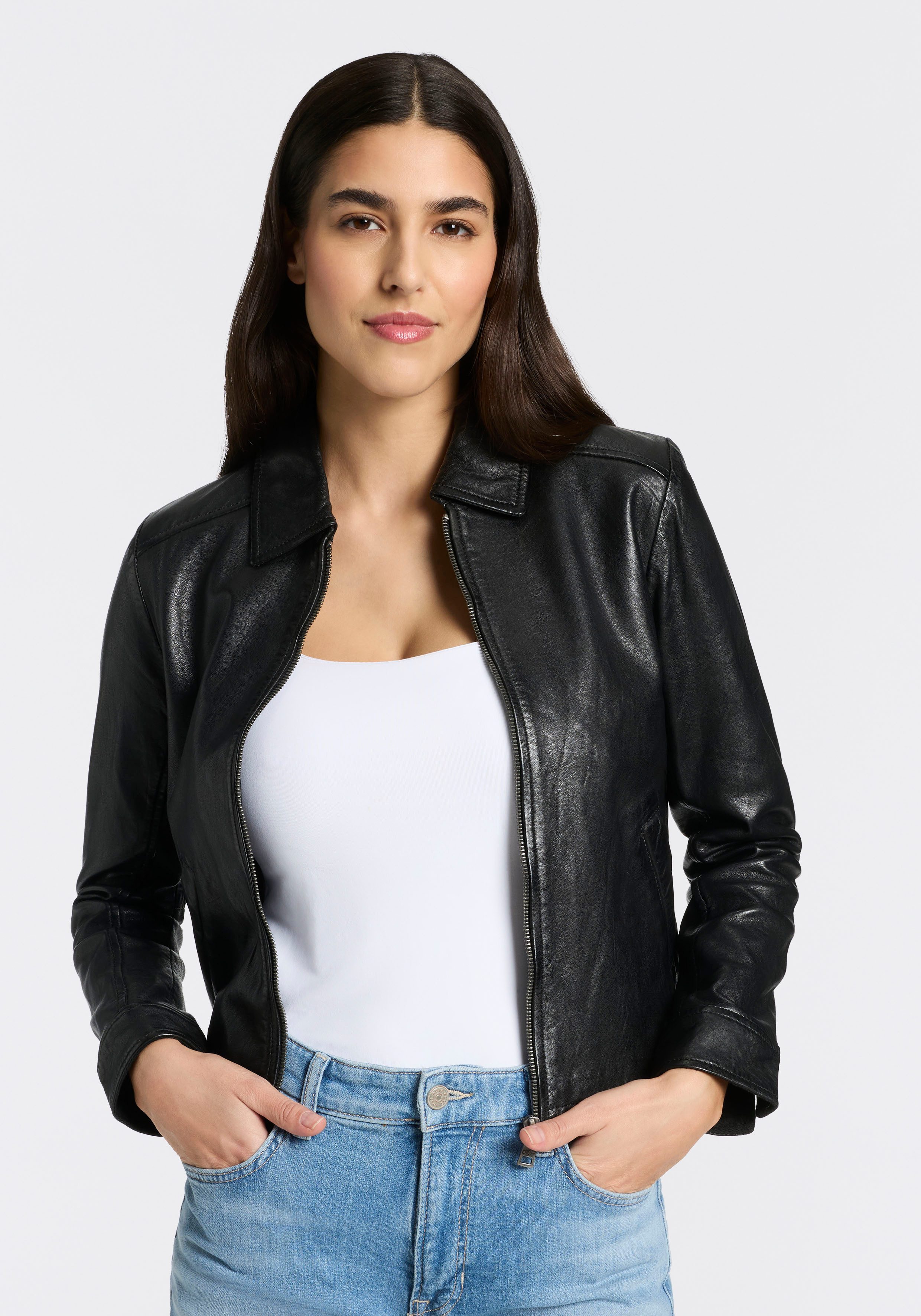 Mauritius Lederjacke MWZimonna OT mit Umlegekragen