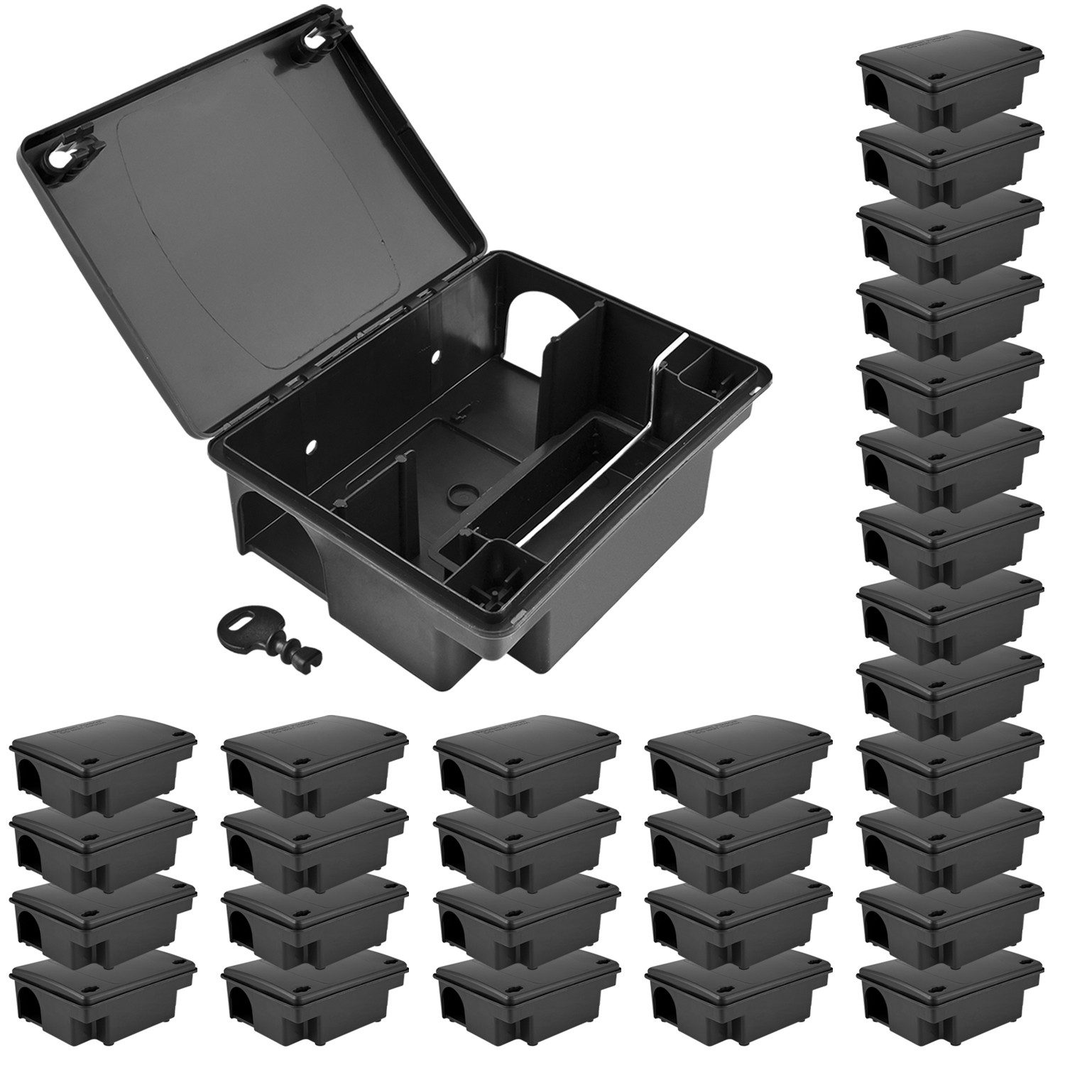 Petigi Lebendfalle 30x Köderstation Kompaktbox Köderbox Mäusebox Rattenbox Nagerstation