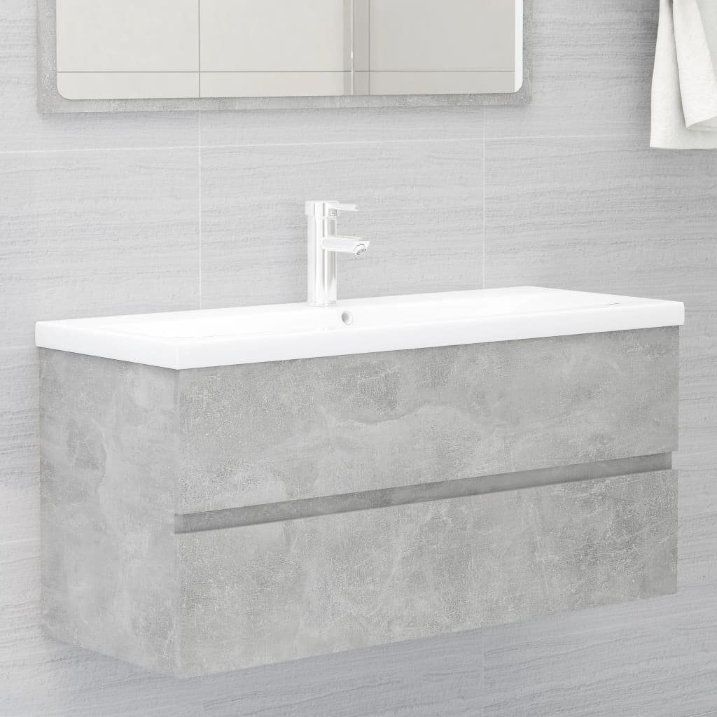 vidaXL Waschbeckenunterschrank in Betongrau (B/H/T: 100x45x38 cm)
