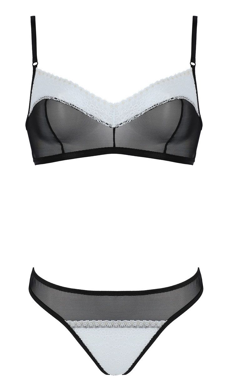 Avanua Set: Bügelloser BH und String, mit Spitze und Mesh