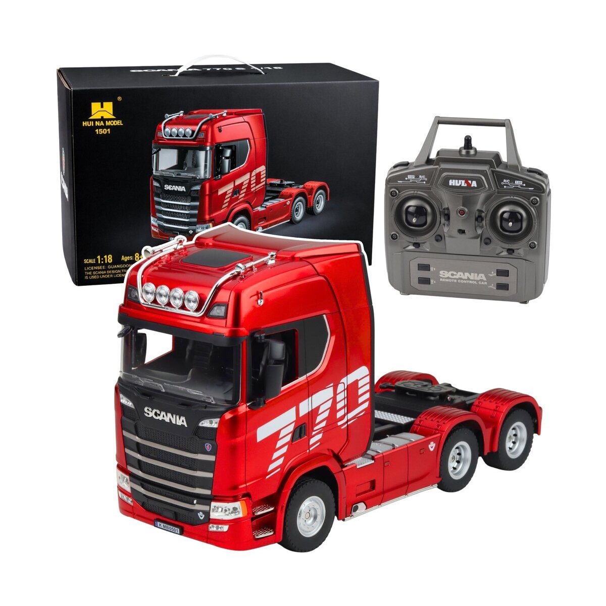 Wisam RC-Auto Scania Huina 1501 ferngesteuerter LKW, Rot, 1:18