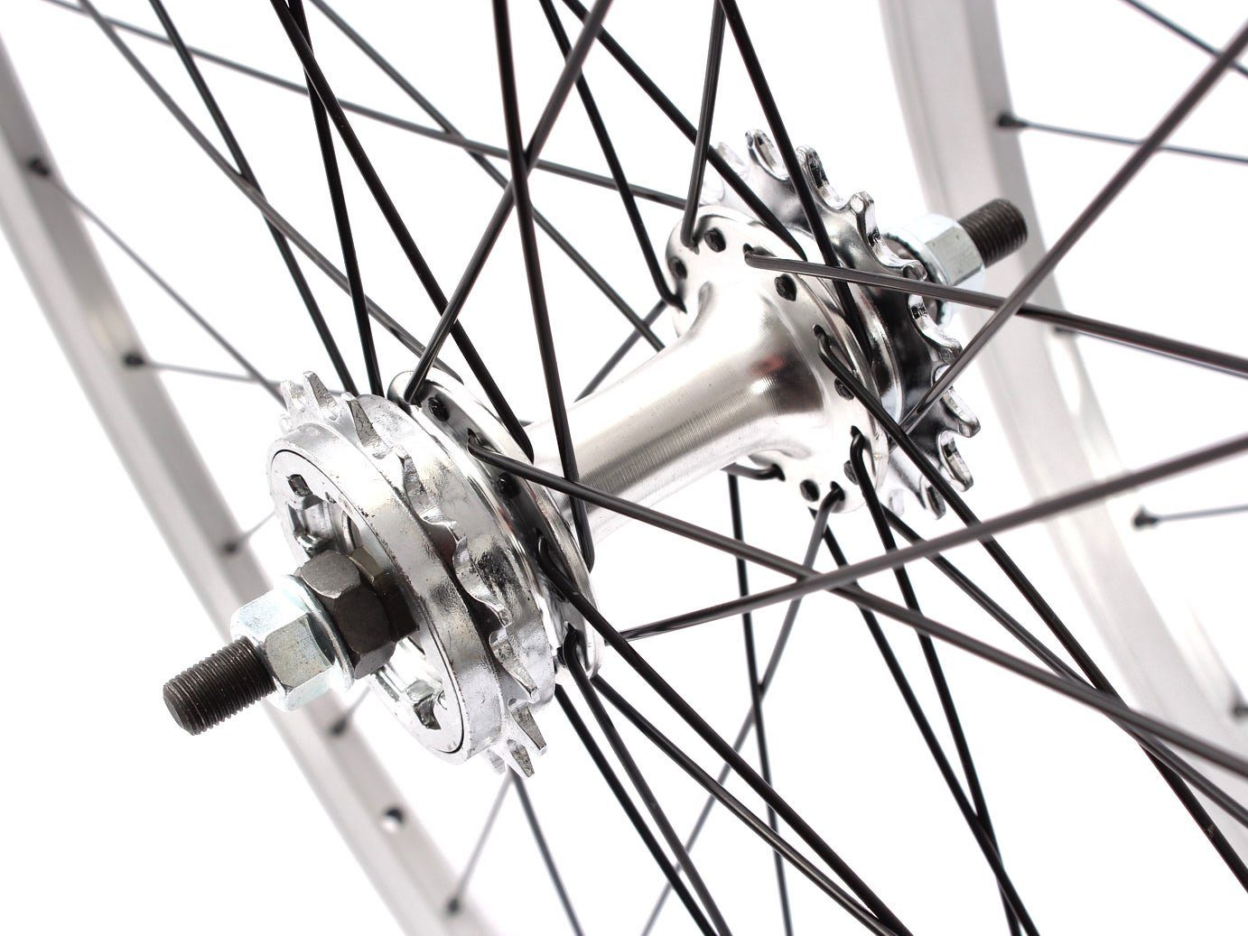 Fixie Fahrrad-Laufrad KHEbikes BMX 700c Felge silber, Zoll Doppelkammer Laufradsatz 28“
