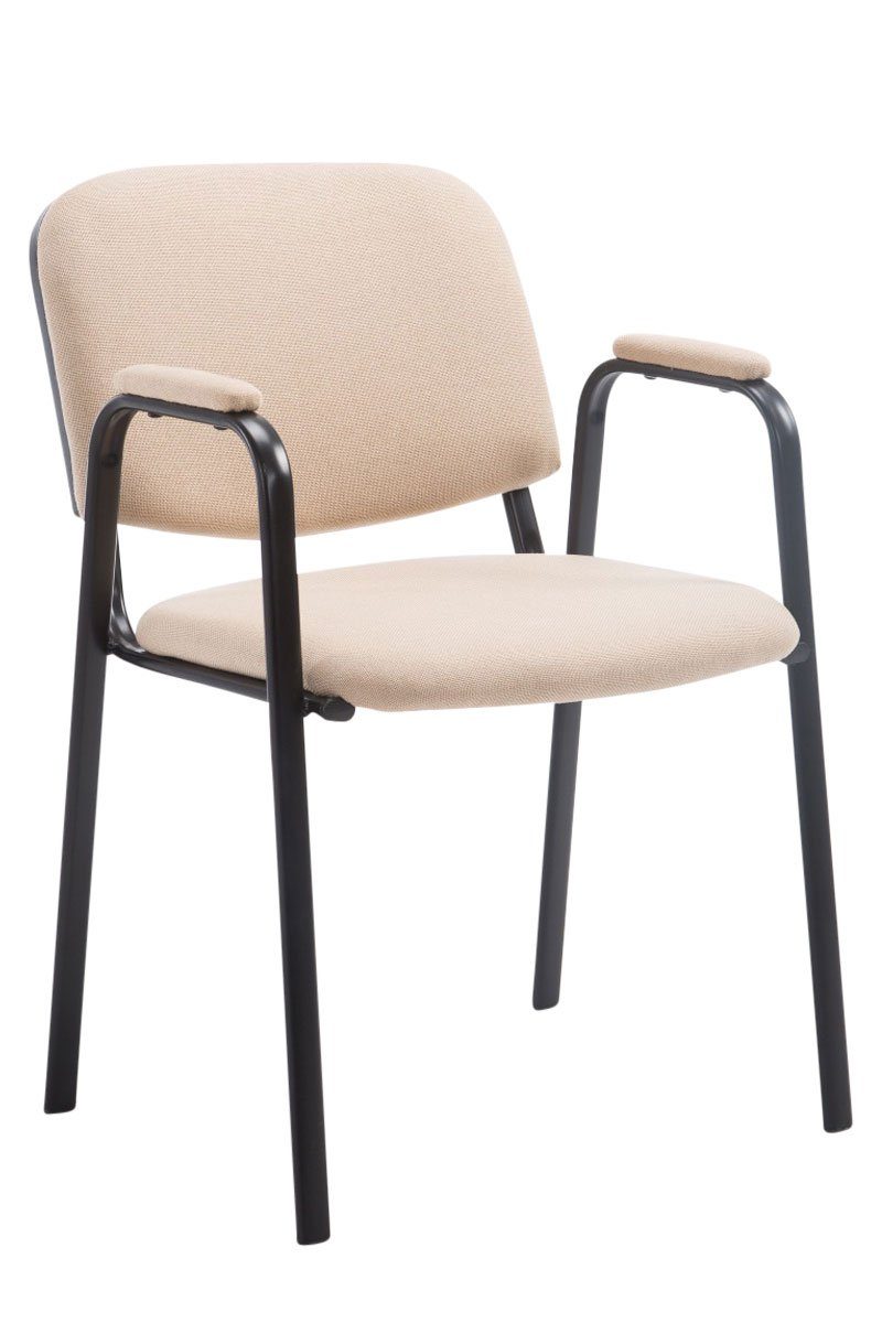 TPFLiving Besucherstuhl Keen mit hochwertiger Polsterung - Konferenzstuhl (Besprechungsstuhl - Warteraumstuhl - Messestuhl), Gestell: Metall schwarz - Sitzfläche: Stoff creme