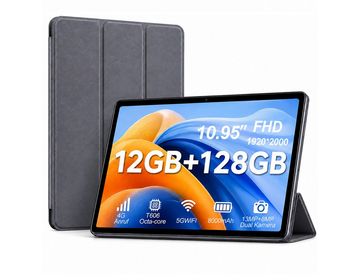 VASOUN TAB15 Tablet 11 Zoll,128 GB,8000 mAh Akku mit 18W Schnellladung Tablet (11 Zoll Tablet", Android-Betriebssystem, (5G WiFi,4G LTE,13MP,FHD Display,zwei Lautsprecher)