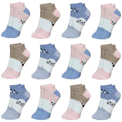 LOREZA Kurzsocken 12 Paar Kurzsocken - Mix- Mehrfarbig (Paar, 12-Paar) 12-Paar