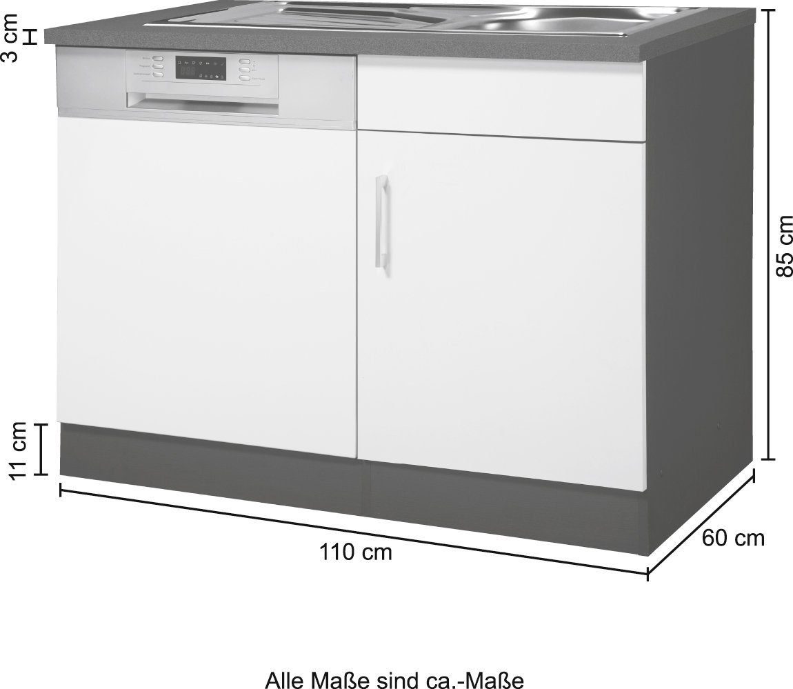 HELD MÖBEL Spülenschrank anthrazit weiß/ Paris