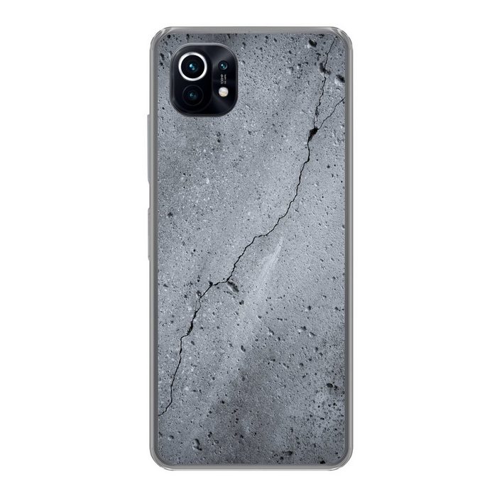 MuchoWow Handyhülle Beton - Grau - Riss Phone Case Handyhülle Xiaomi Mi 11 Silikon Schutzhülle