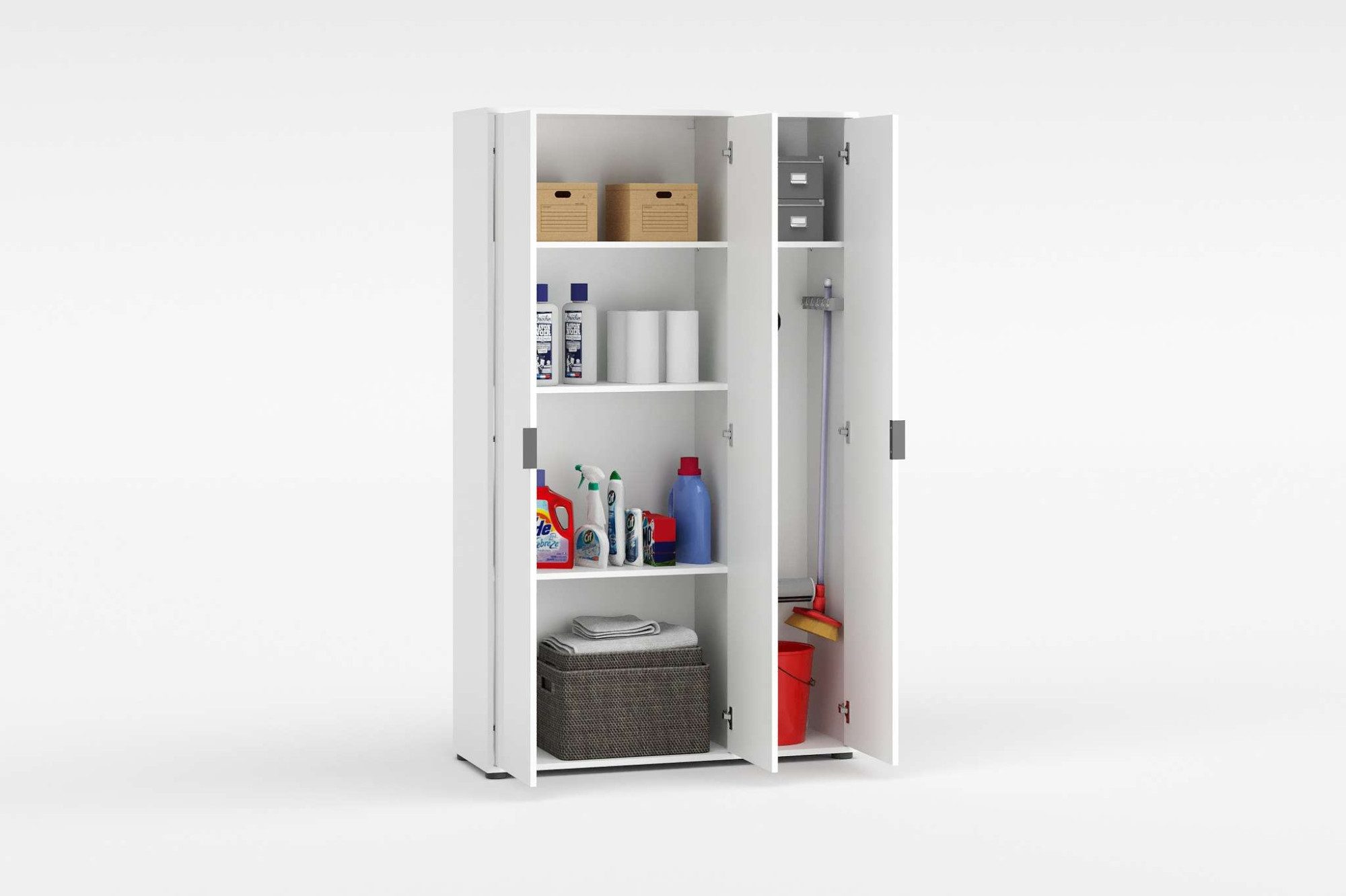 Home affaire Mehrzweckschrank JOLLY, Stauraumschrank, Breite 107 cm, Höhe 178 cm (1-St) 3 Türen,1 kleiner und 3 große Einlegeböden- Schrank hochglanz lackiert – Bild 5 von 5