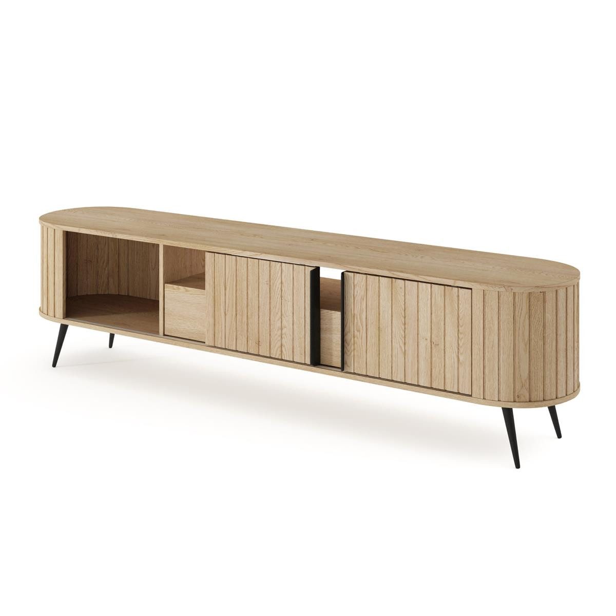 Compleo TV-Schrank 196 cm breit, Lowboard eiche cremona, Japandi Stil KAMA