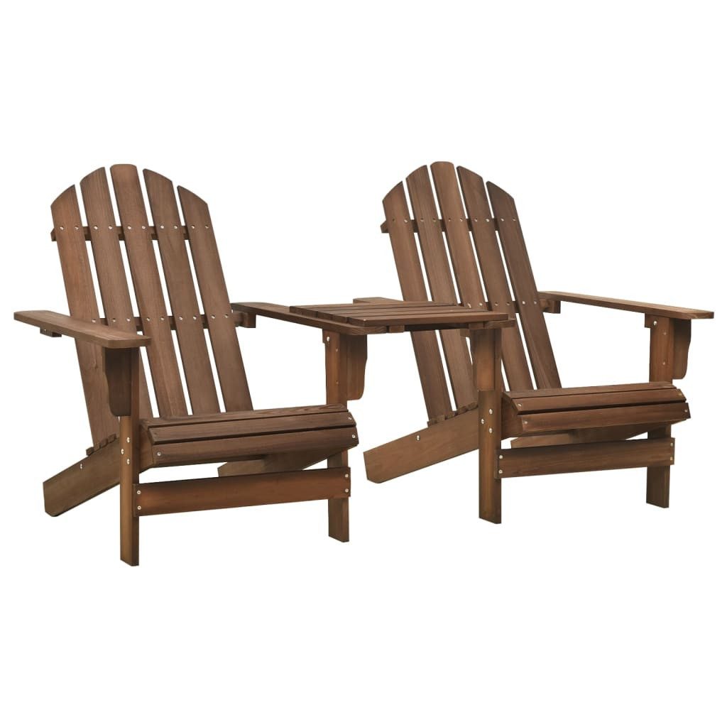 vidaXL Gartenstuhl Adirondack-Gartenstühle mit Tisch Massivholz Tanne Braun (1 St)