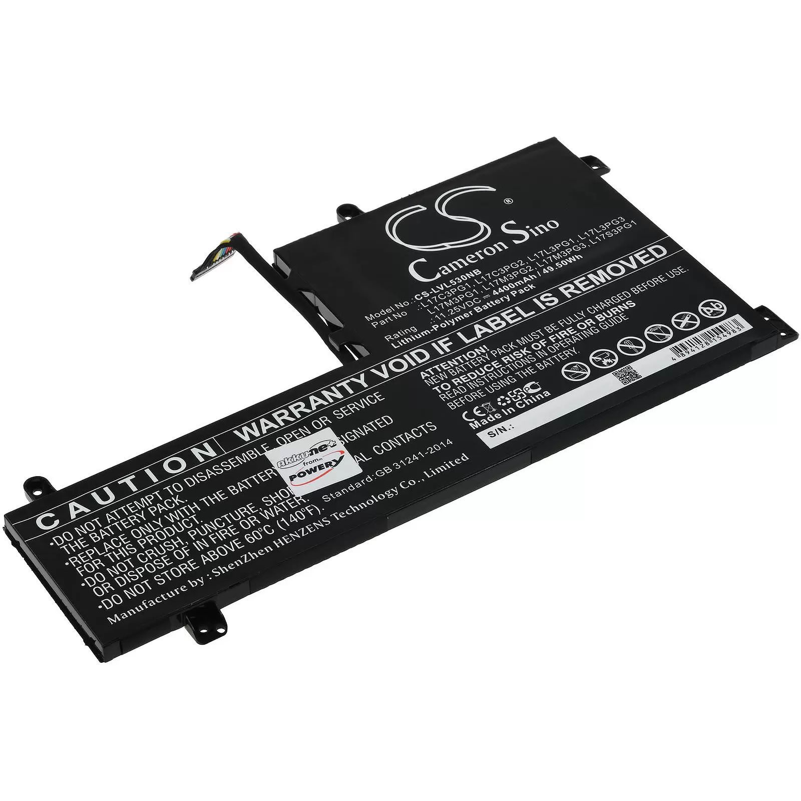 AccuCell Akku passend für Laptop Lenovo Legion Y530, Y730, Typ L17C3PG1 u.a. - Akku 4400 mAh (11,3 V)
