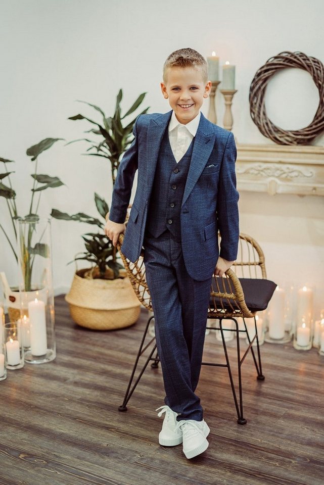 Pure White Anzug 3-teilig Anzug 3 Teilig 2486 Blau (Set Jaket Hose Weste, 3-tlg., - Anzug Set)
