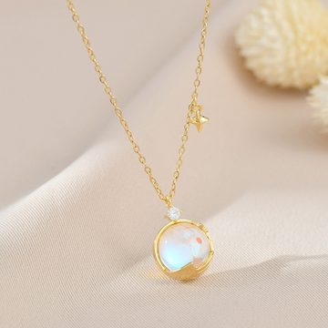 ZWY Charm-Kette Mond- und Meeres-Halskette – Mondstein-Halskette für Damenmode (1-tlg), Nachgemachte Allergie, Geschenk der Liebe
