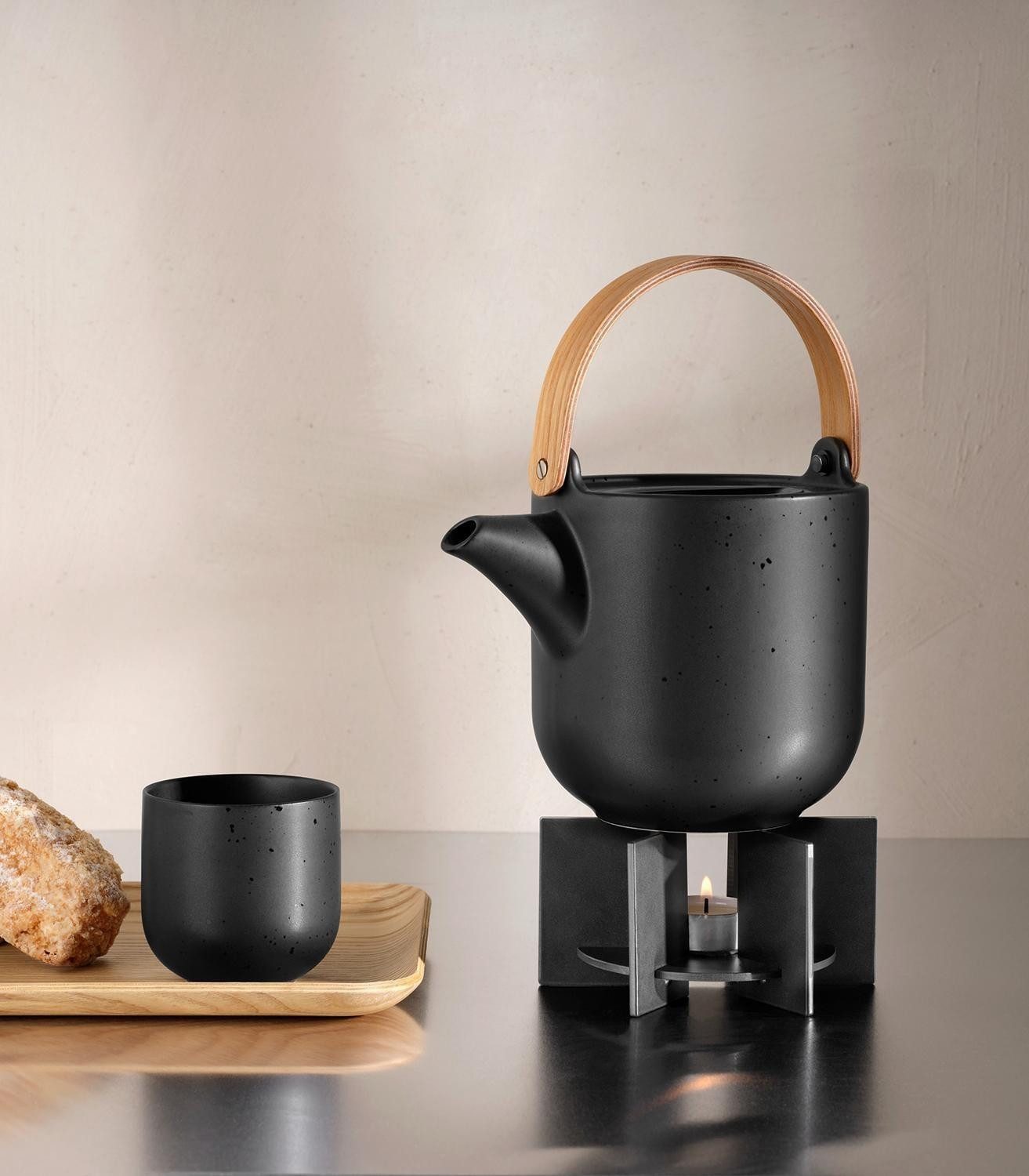 ASA SELECTION Stövchen Universalstövchen COPPA KURO, Ø 13 x H 6,5 cm, (1-tlg), Schwarz matt, Edelstahl