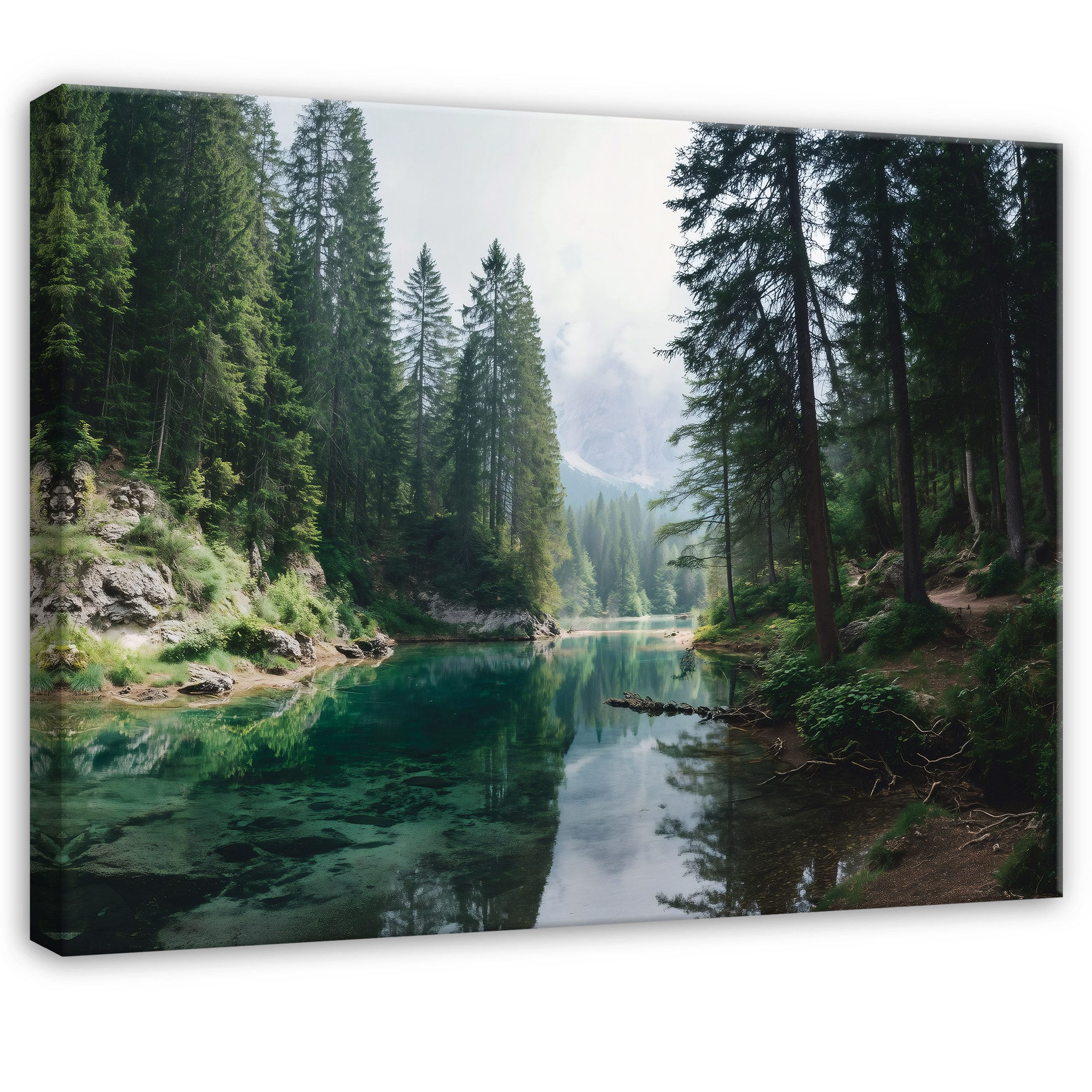 Wallarena Leinwandbild Wald Bäume - Grün - Modern - Schlafzimmer, Wald, 40x30x2cm