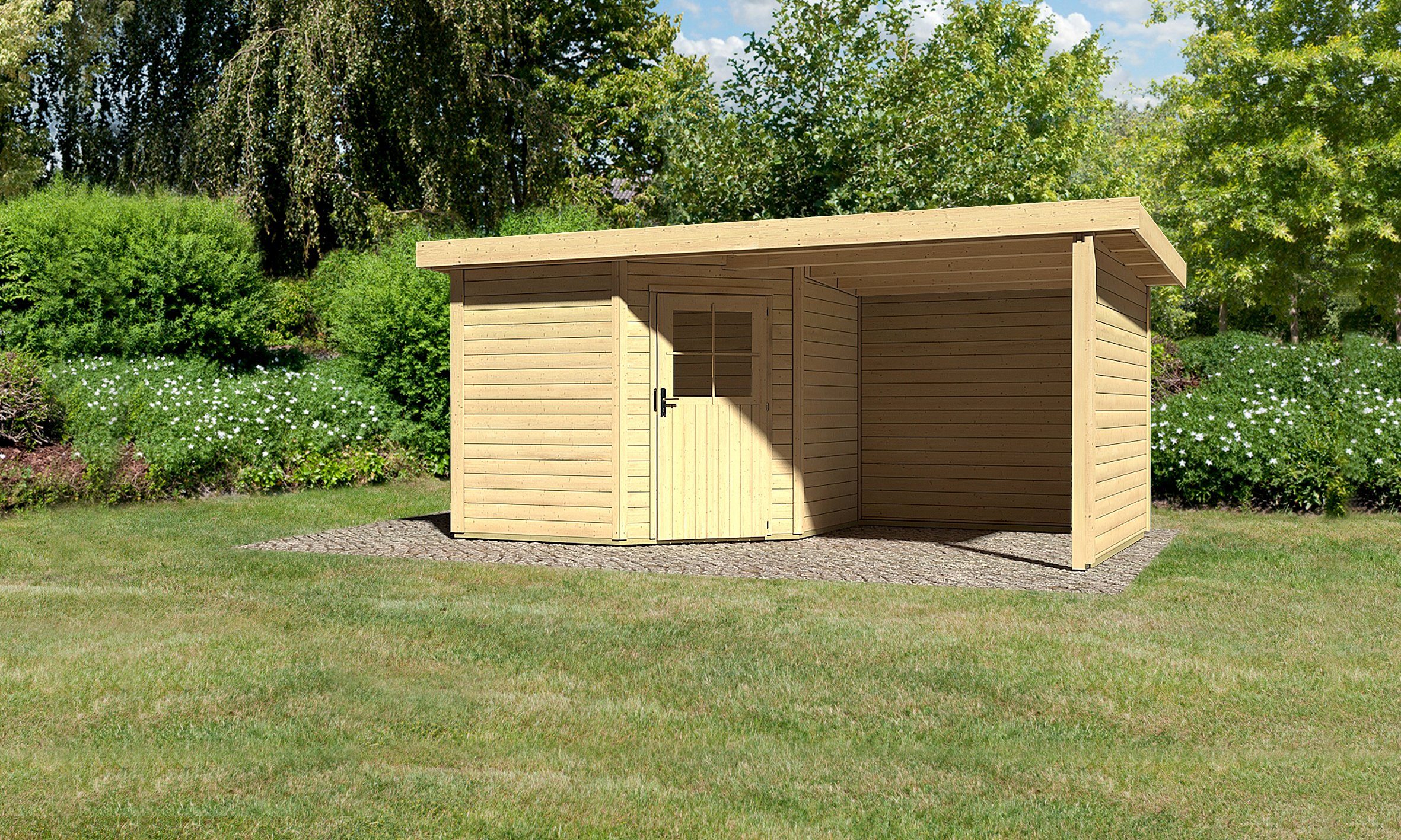 KARIBU Gartenhaus »Neuruppin 2«, Gesamtmaß (BxT) 479x235 cm, Inkl